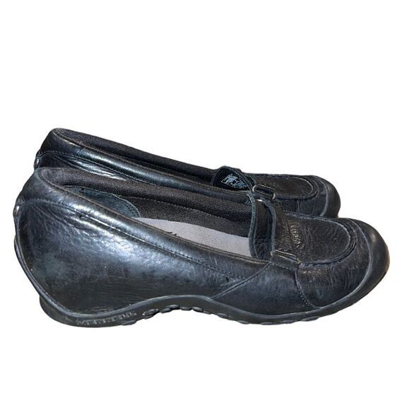 Merrell Plaze Glide black leather wedge slip-on shoe women’s size 8 - Picture 1 of 7